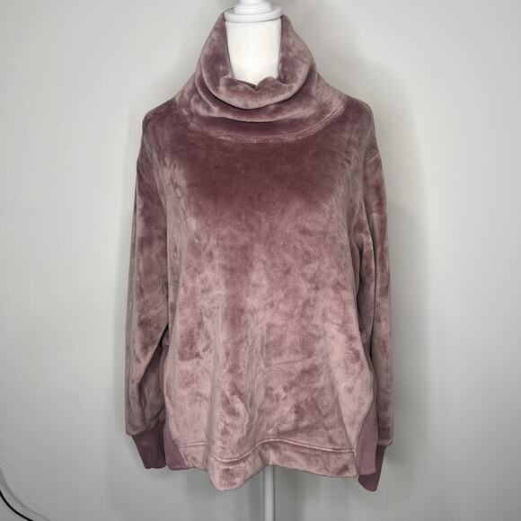 Athleta Double Cozy Karma Funnel Neck Sweatshirt Flora Mauve Women’s Medium - Picture 1 of 7